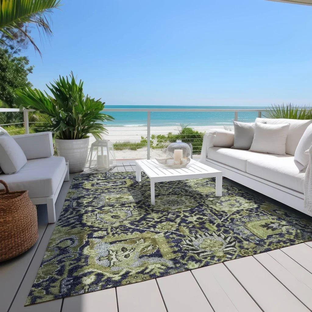 Elarion Green Washable Indoor - Outdoor Rug - LOOMLAN - LOOMLAN Rugs - Outdoor Rugs