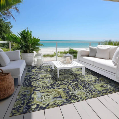 Elarion Green Washable Indoor - Outdoor Rug - LOOMLAN - LOOMLAN Rugs - Outdoor Rugs