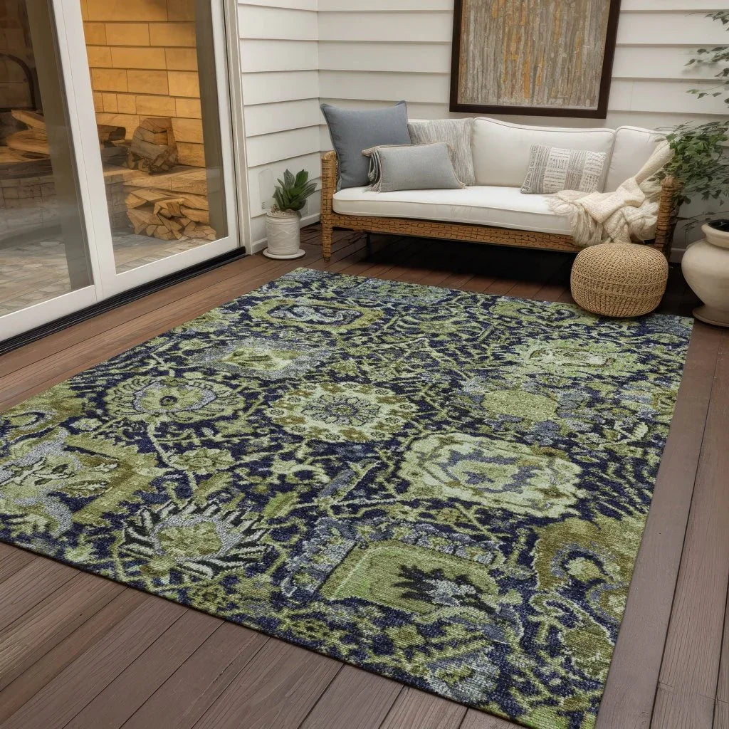 Elarion Green Washable Indoor - Outdoor Rug - LOOMLAN - LOOMLAN Rugs - Outdoor Rugs