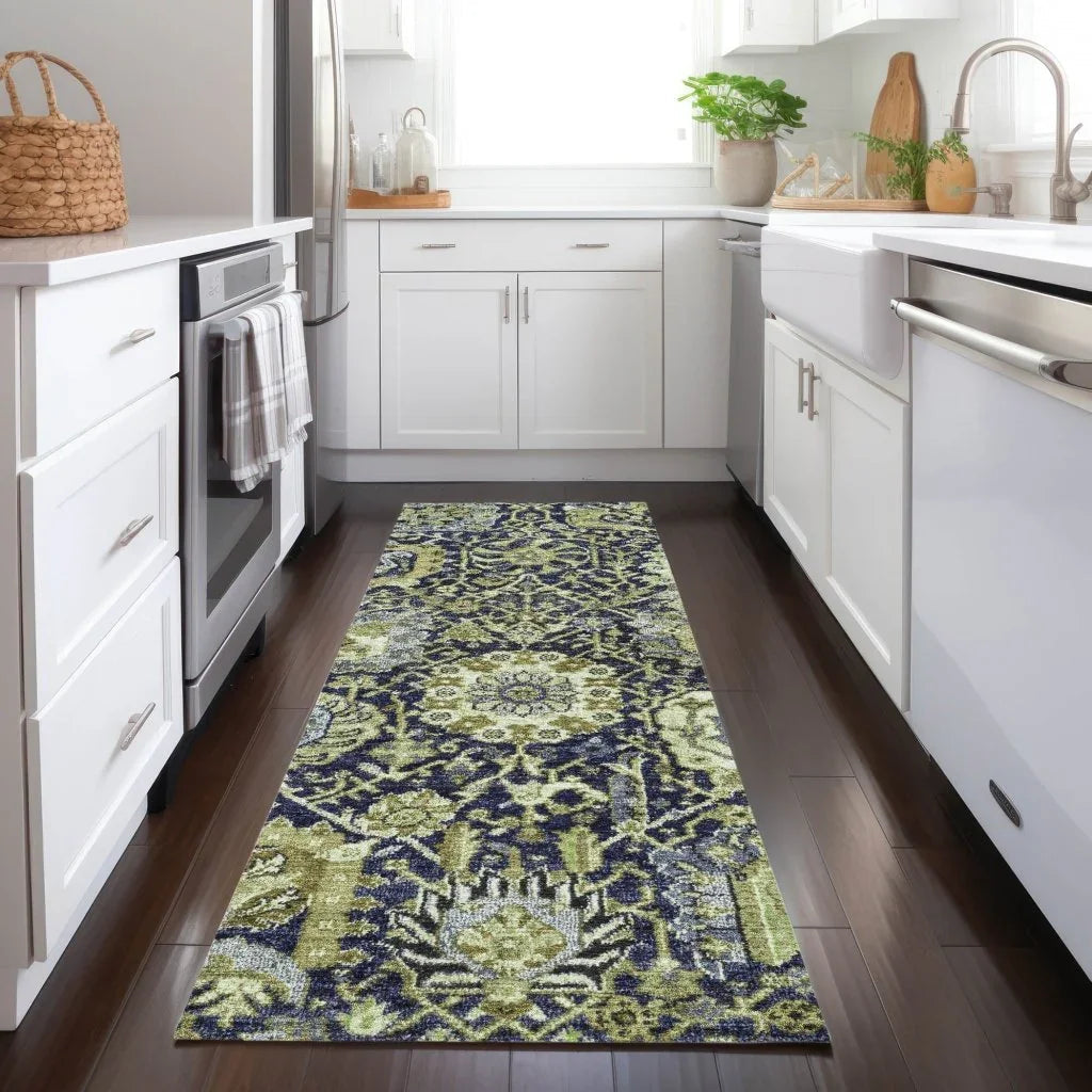 Elarion Green Washable Indoor - Outdoor Rug - LOOMLAN - LOOMLAN Rugs - Outdoor Rugs