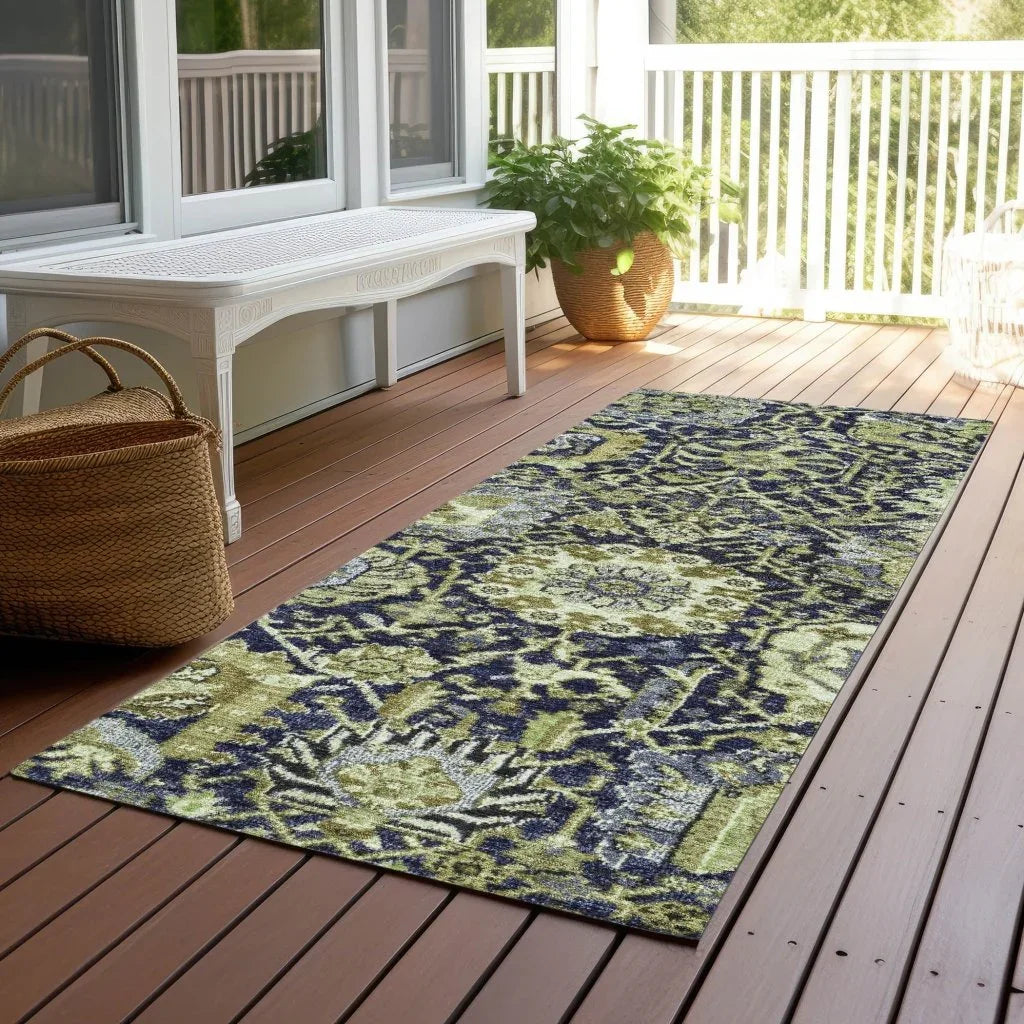 Elarion Green Washable Indoor - Outdoor Rug - LOOMLAN - LOOMLAN Rugs - Outdoor Rugs