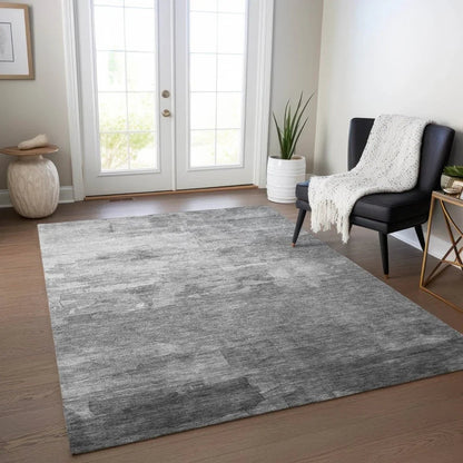 Elarune Gray Washable Indoor - Outdoor Rug - LOOMLAN - LOOMLAN Rugs - Outdoor Rugs