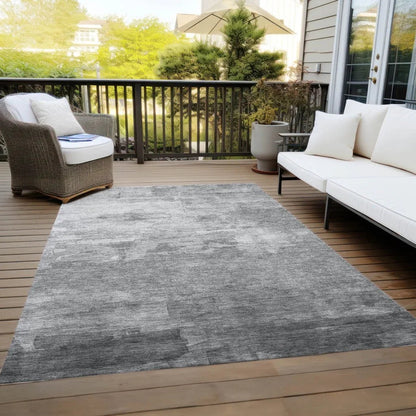 Elarune Gray Washable Indoor - Outdoor Rug - LOOMLAN - LOOMLAN Rugs - Outdoor Rugs
