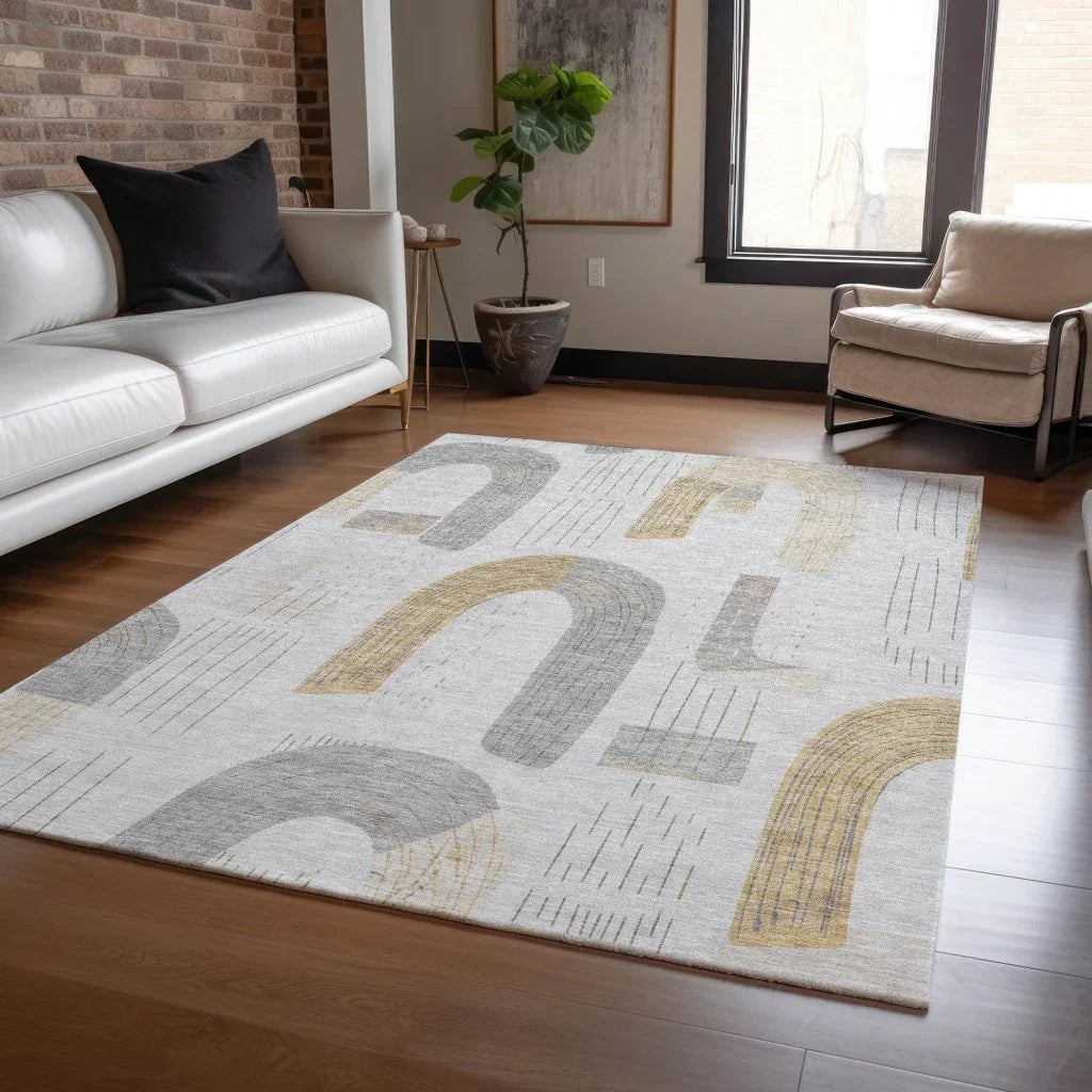 Elas Gray Washable Indoor - Outdoor Rug - LOOMLAN - LOOMLAN Rugs - Outdoor Rugs