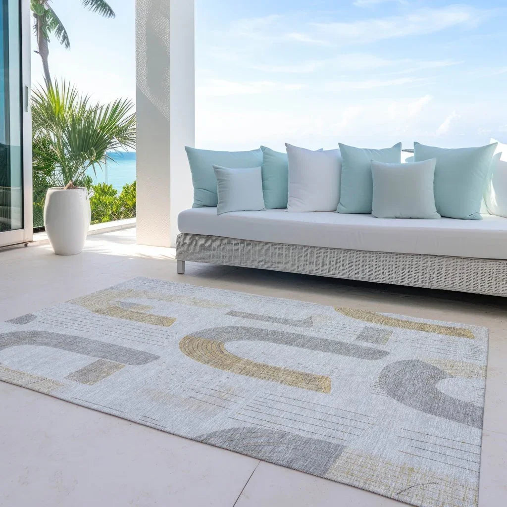 Elas Gray Washable Indoor - Outdoor Rug - LOOMLAN - LOOMLAN Rugs - Outdoor Rugs