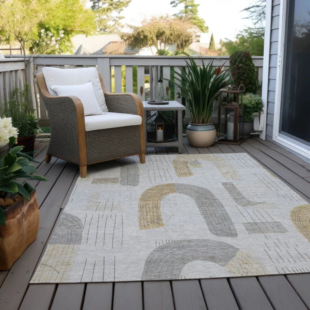 Elas Gray Washable Indoor - Outdoor Rug - LOOMLAN - LOOMLAN Rugs - Outdoor Rugs