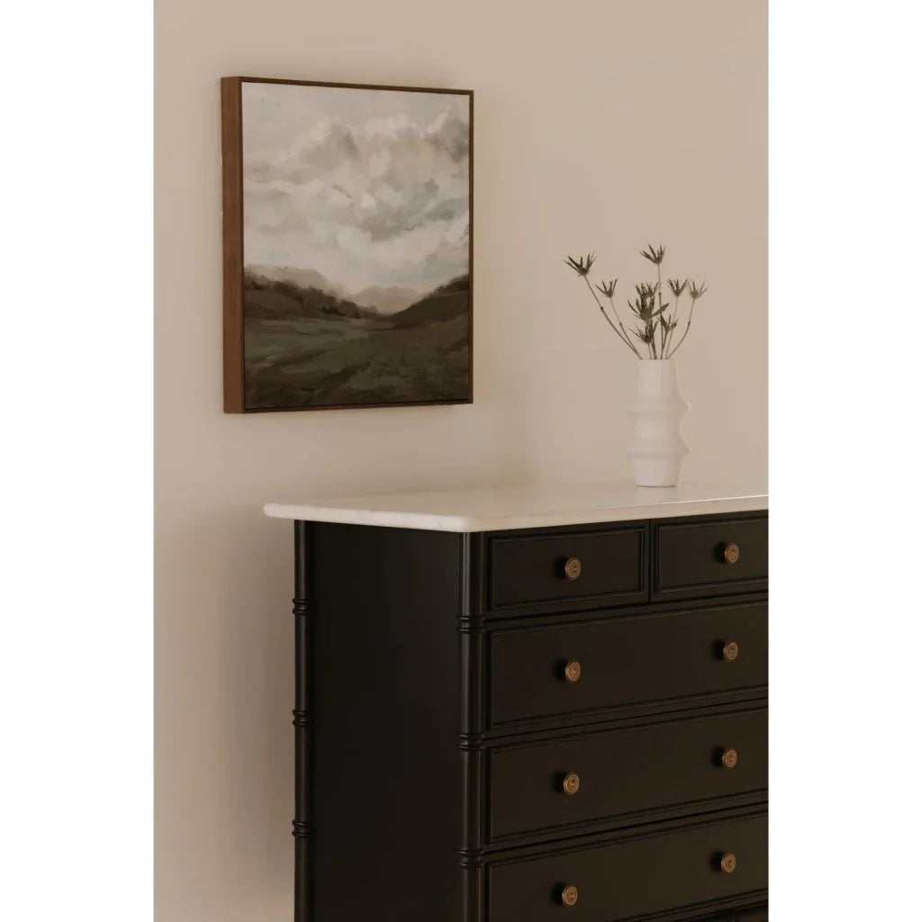 Eleanor Black Marble Five Drawer Chest - LOOMLAN - Moe's Home - Chests