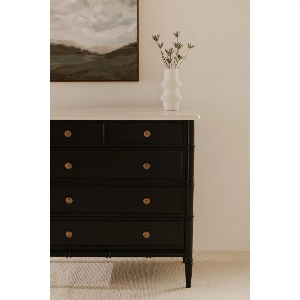 Eleanor Black Marble Five Drawer Chest - LOOMLAN - Moe's Home - Chests
