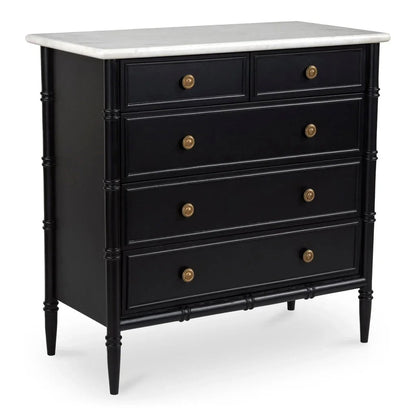 Eleanor Black Marble Five Drawer Chest - LOOMLAN - Moe's Home - Chests