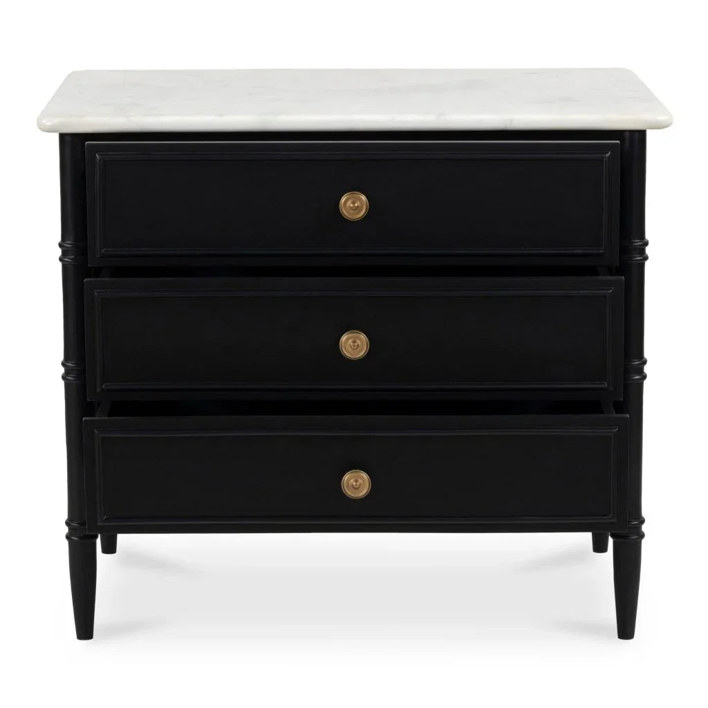 Eleanor Black With Marble Top Nightstand - LOOMLAN - Moe's Home - Nightstands