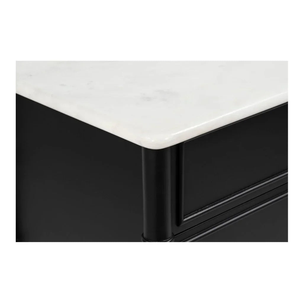 Eleanor Black With Marble Top Nightstand - LOOMLAN - Moe's Home - Nightstands