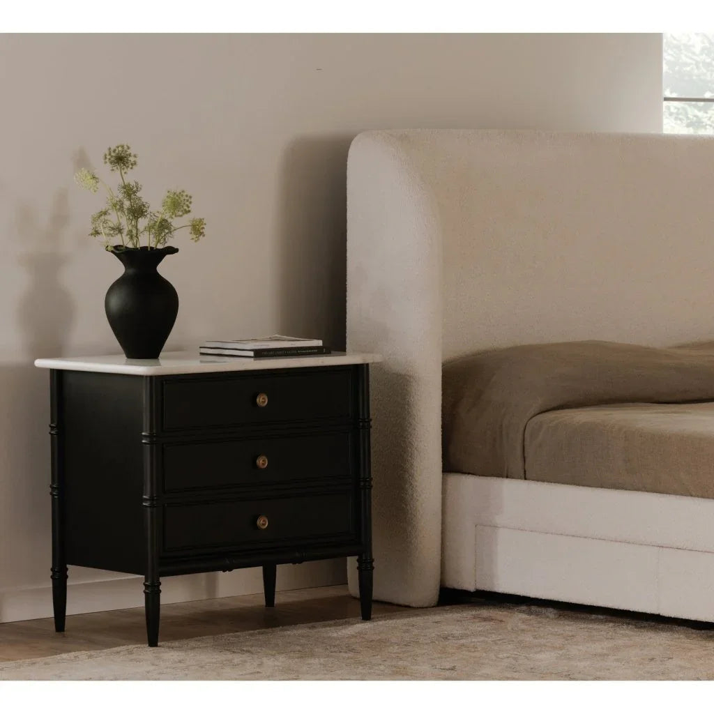 Eleanor Black With Marble Top Nightstand - LOOMLAN - Moe's Home - Nightstands