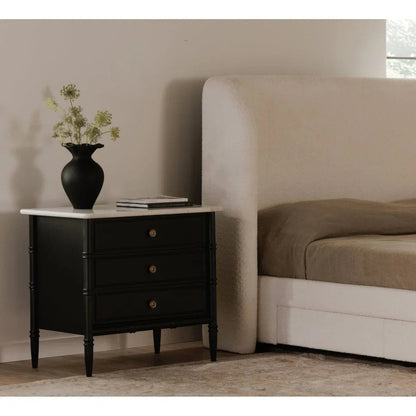Eleanor Black With Marble Top Nightstand - LOOMLAN - Moe's Home - Nightstands