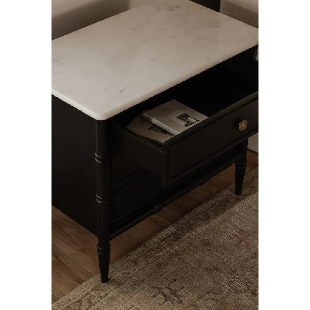 Eleanor Black With Marble Top Nightstand - LOOMLAN - Moe's Home - Nightstands