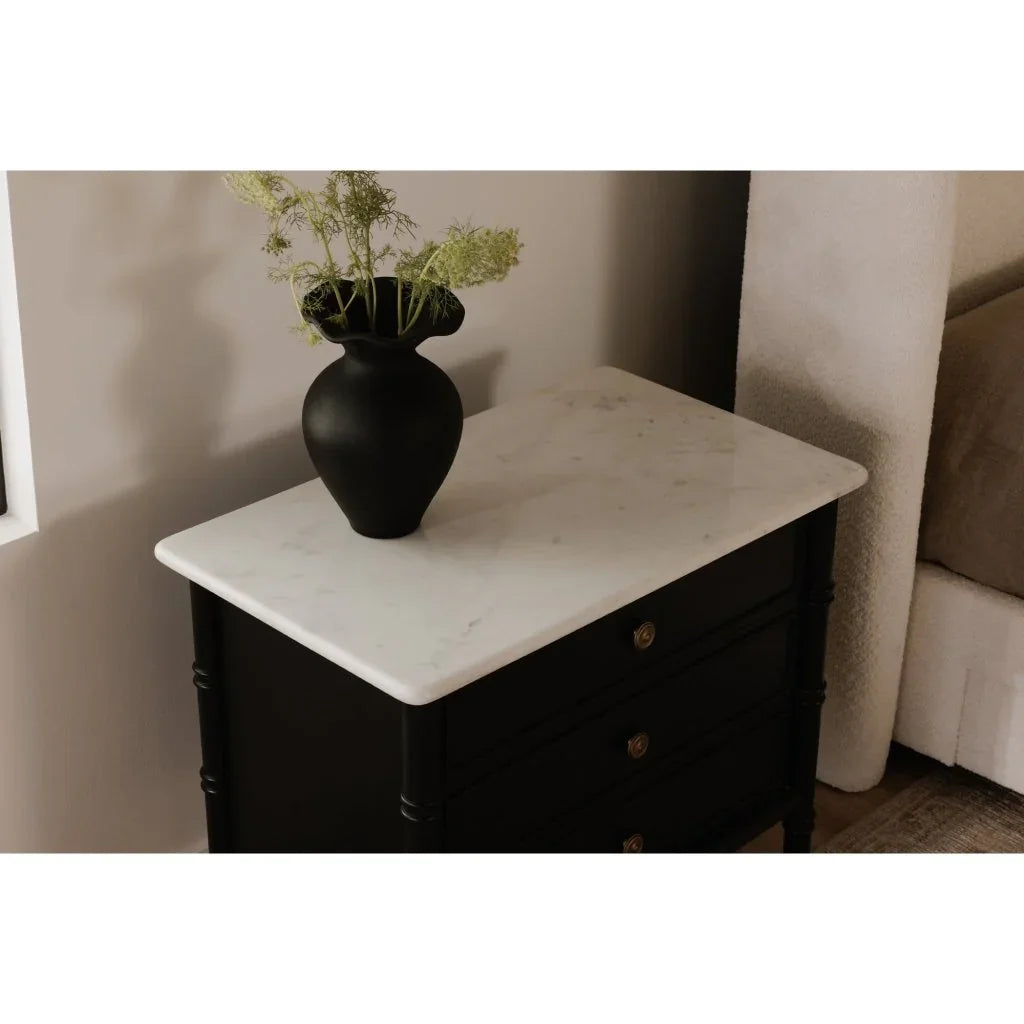 Eleanor Black With Marble Top Nightstand - LOOMLAN - Moe's Home - Nightstands