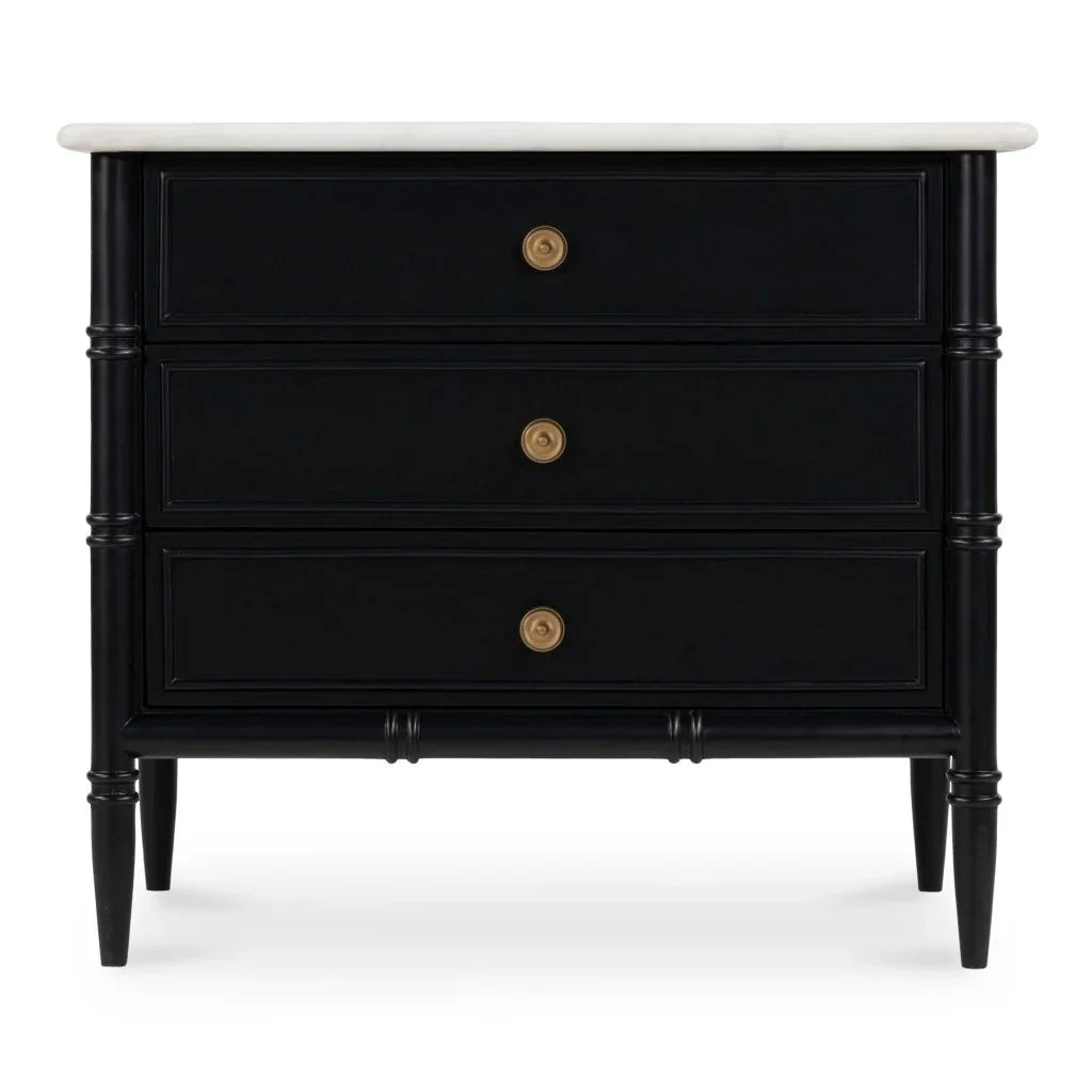 Eleanor Black With Marble Top Nightstand - LOOMLAN - Moe's Home - Nightstands