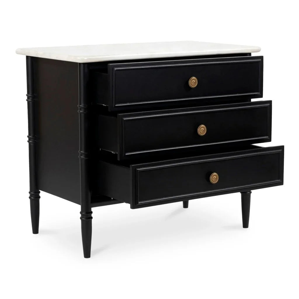 Eleanor Black With Marble Top Nightstand - LOOMLAN - Moe's Home - Nightstands