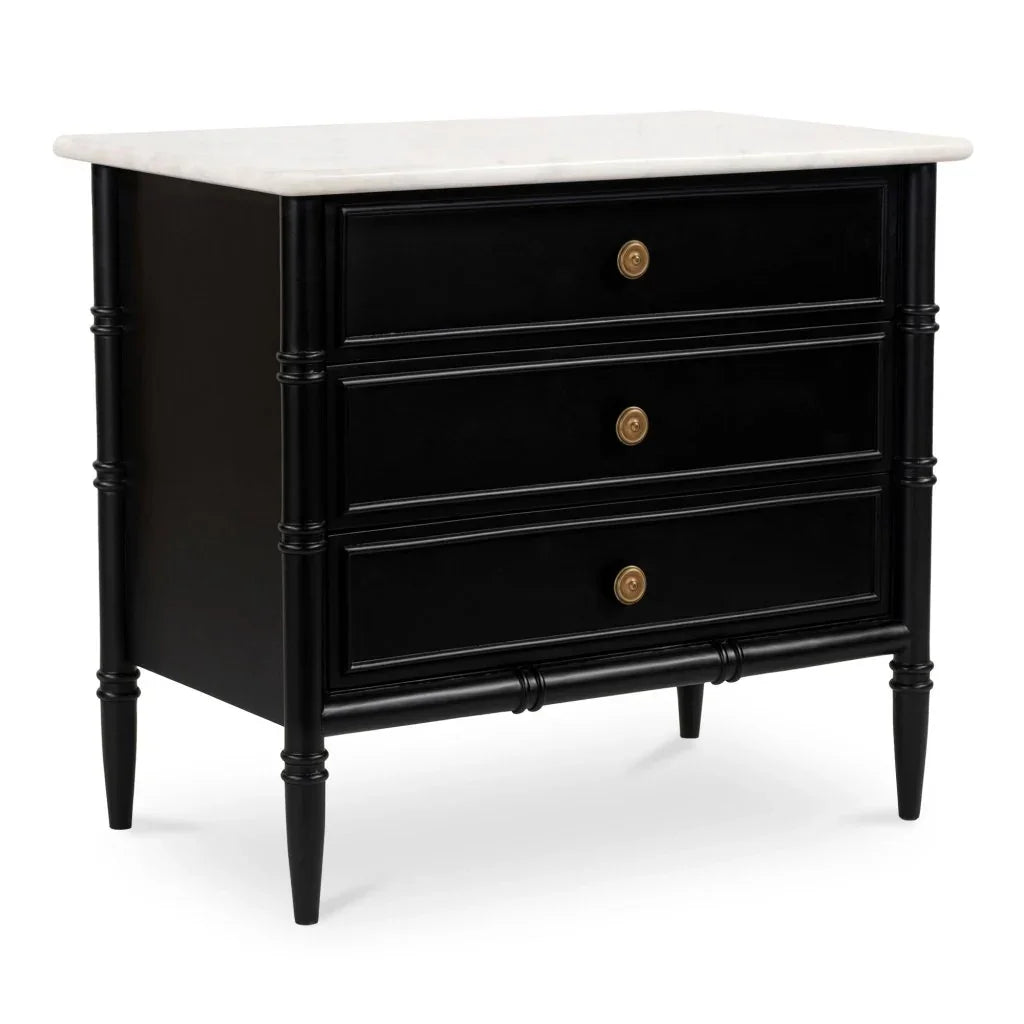 Eleanor Black With Marble Top Nightstand - LOOMLAN - Moe's Home - Nightstands