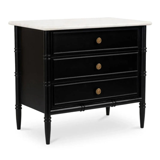 Eleanor Black With Marble Top Nightstand - LOOMLAN - Moe's Home - Nightstands