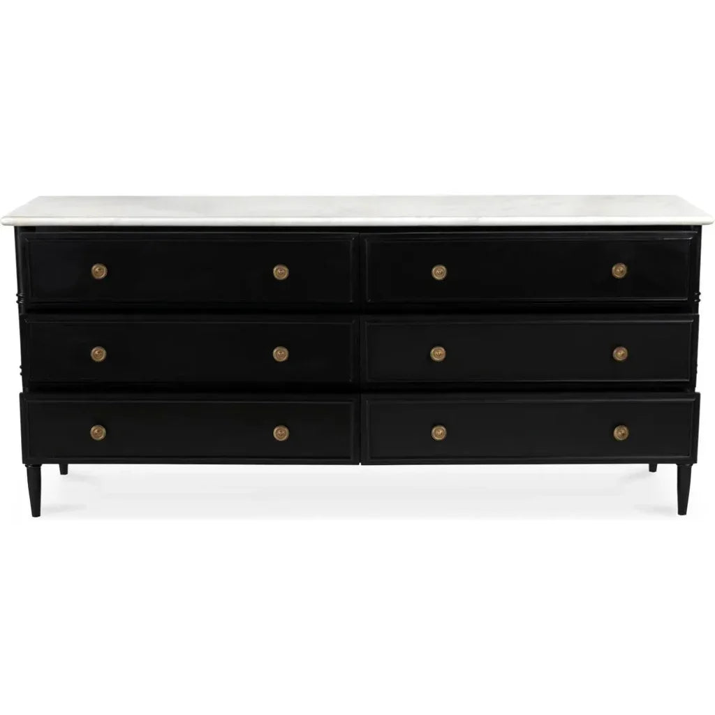 Eleanor Marble & Wood Black 6 Drawer Dresser - LOOMLAN - Moe's Home - Dressers