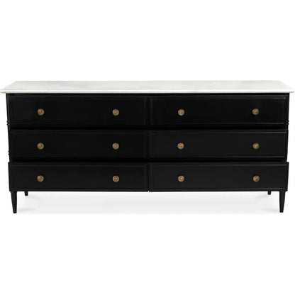 Eleanor Marble & Wood Black 6 Drawer Dresser - LOOMLAN - Moe's Home - Dressers