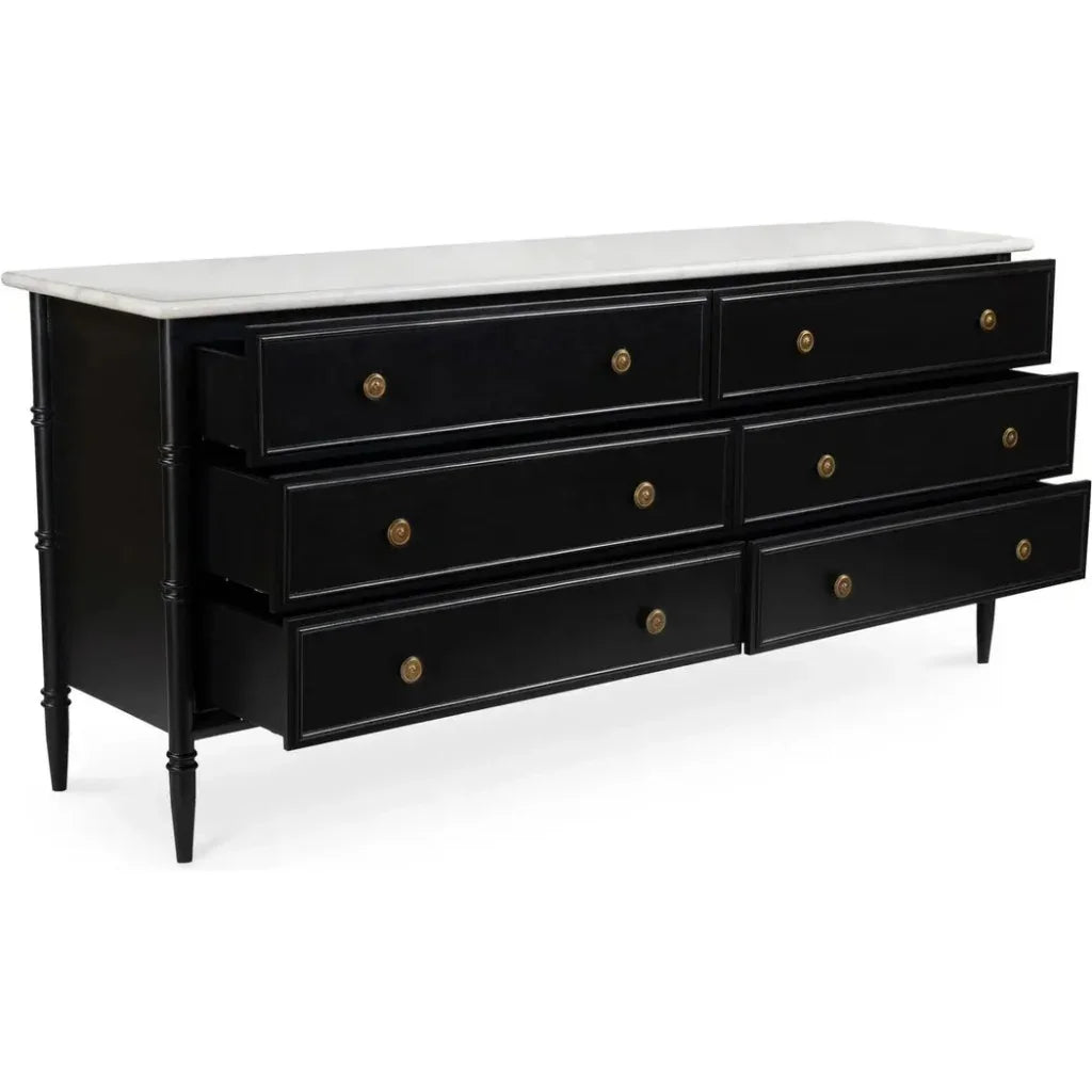 Eleanor Marble & Wood Black 6 Drawer Dresser - LOOMLAN - Moe's Home - Dressers