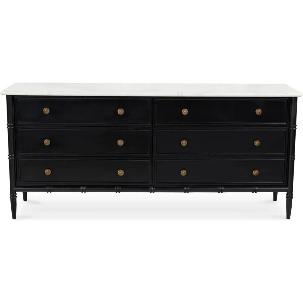 Eleanor Marble & Wood Black 6 Drawer Dresser - LOOMLAN - Moe's Home - Dressers