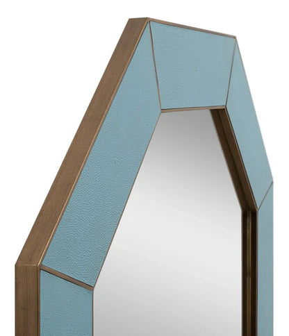 Eleanor Shagreen Leather Warpped Wall Mirror - LOOMLAN - Sarreid - Wall Mirrors