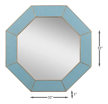 Eleanor Shagreen Leather Warpped Wall Mirror - LOOMLAN - Sarreid - Wall Mirrors