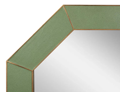 Eleanor Shagreen Leather Warpped Wall Mirror - LOOMLAN - Sarreid - Wall Mirrors