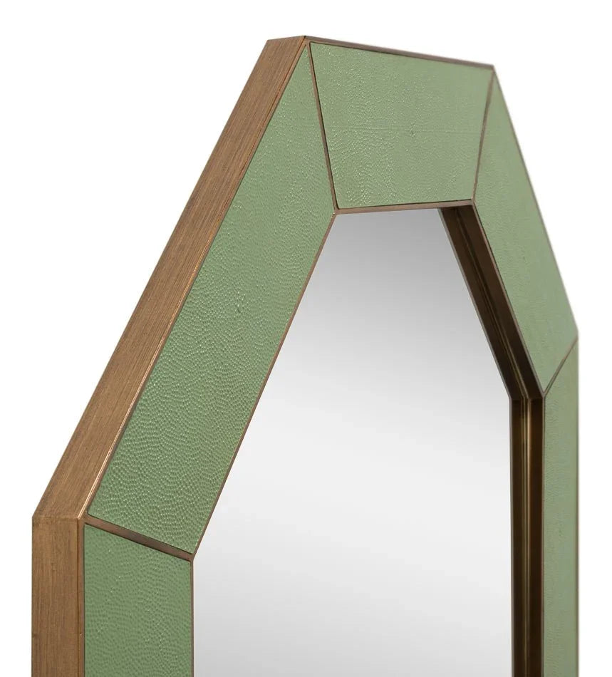 Eleanor Shagreen Leather Warpped Wall Mirror - LOOMLAN - Sarreid - Wall Mirrors