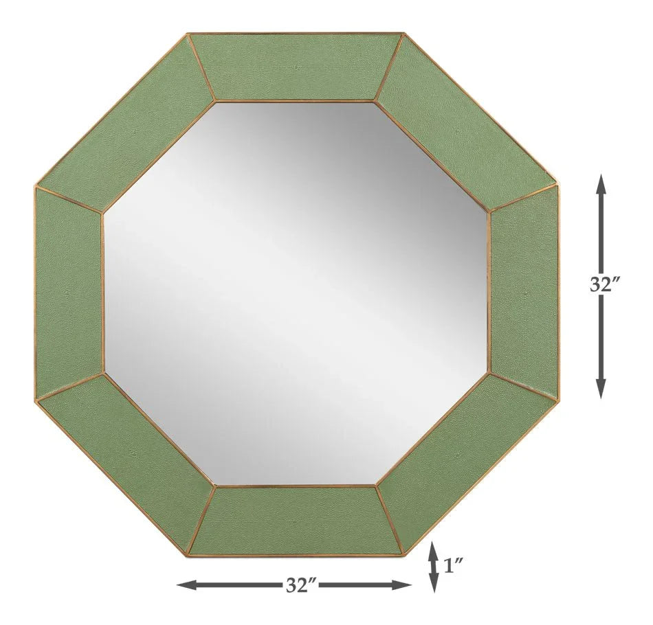 Eleanor Shagreen Leather Warpped Wall Mirror - LOOMLAN - Sarreid - Wall Mirrors