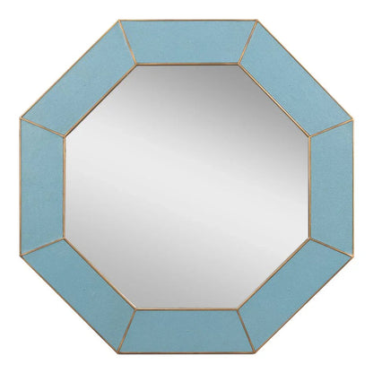 Eleanor Shagreen Leather Warpped Wall Mirror - LOOMLAN - Sarreid - Wall Mirrors