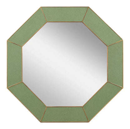 Eleanor Shagreen Leather Warpped Wall Mirror - LOOMLAN - Sarreid - Wall Mirrors