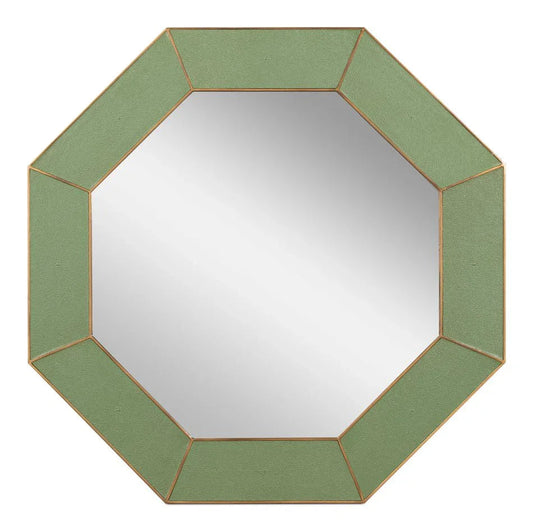 Eleanor Shagreen Leather Warpped Wall Mirror - LOOMLAN - Sarreid - Wall Mirrors