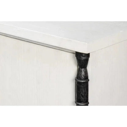 Elegance Wood and Iron White Credenza - LOOMLAN - Sarreid - Sideboards