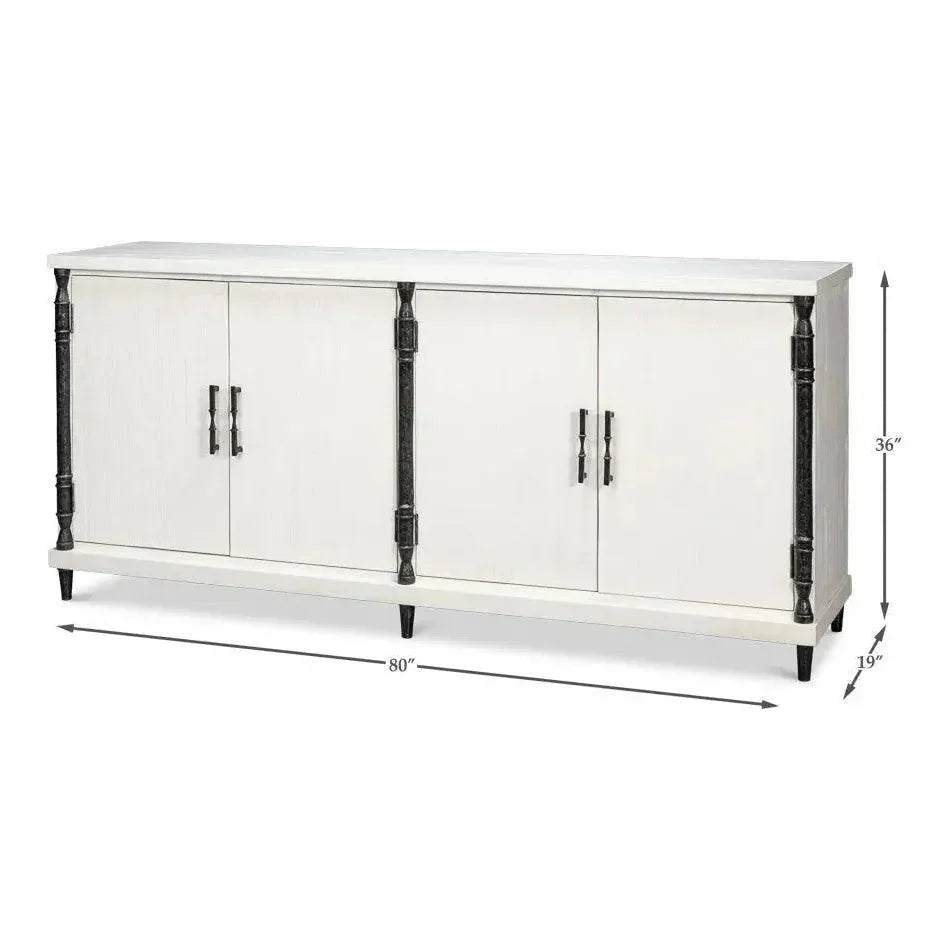 Elegance Wood and Iron White Credenza - LOOMLAN - Sarreid - Sideboards