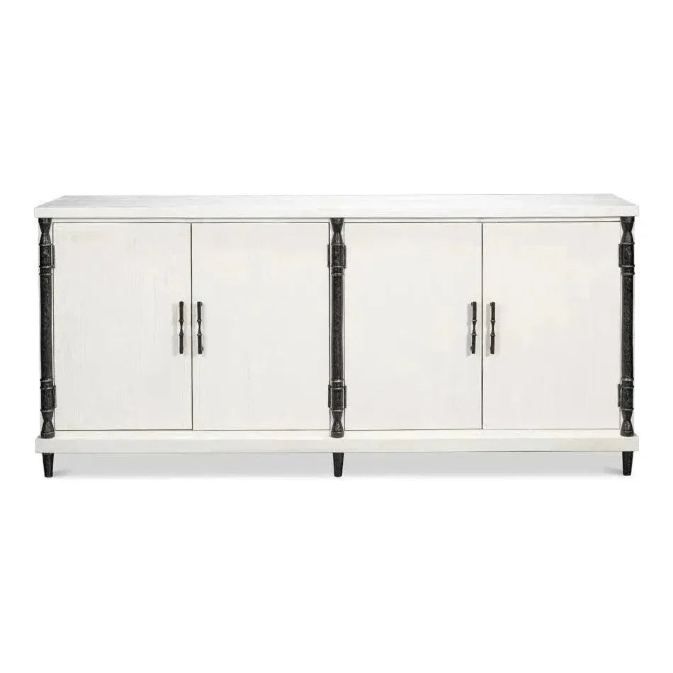 Elegance Wood and Iron White Credenza - LOOMLAN - Sarreid - Sideboards