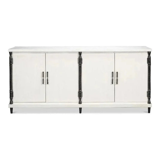 Elegance Wood and Iron White Credenza - LOOMLAN - Sarreid - Sideboards