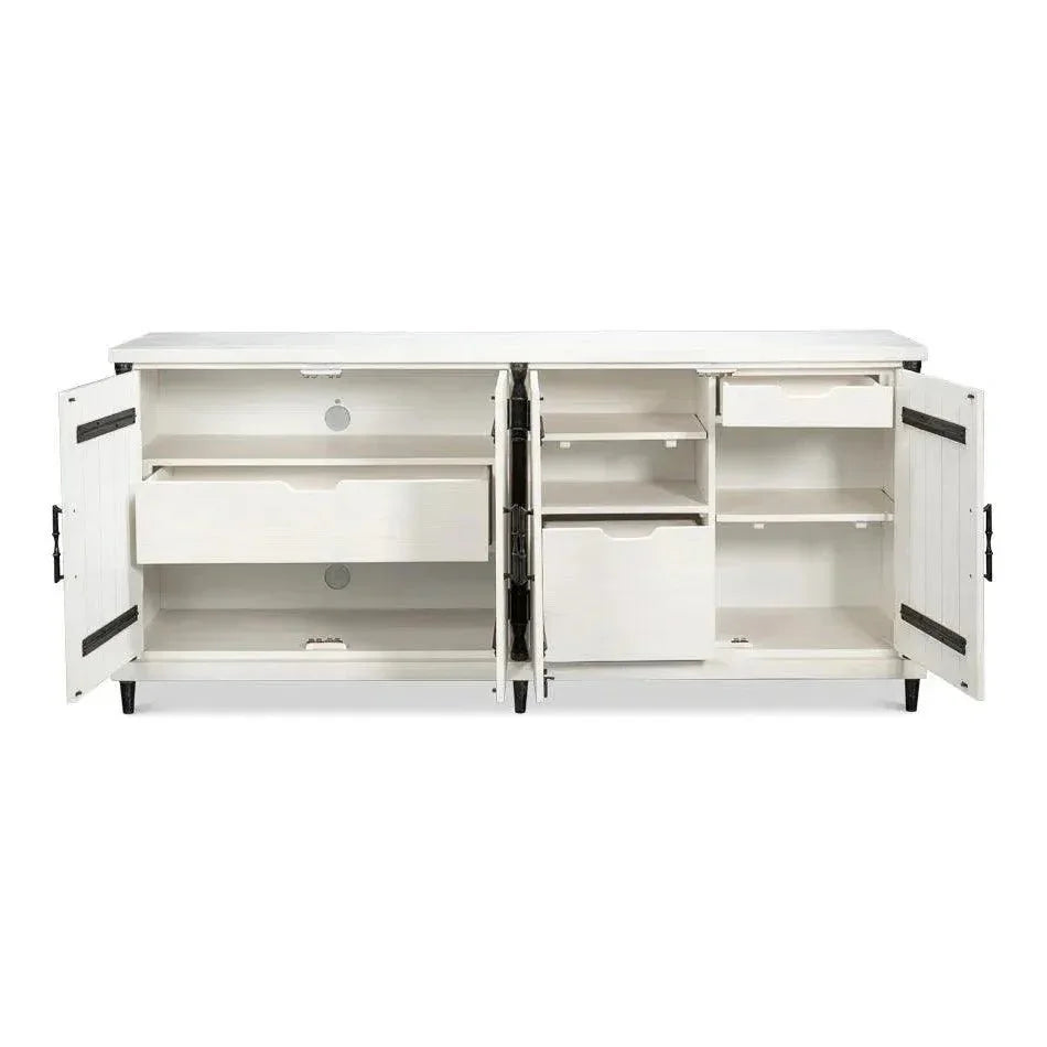 Elegance Wood and Iron White Credenza - LOOMLAN - Sarreid - Sideboards