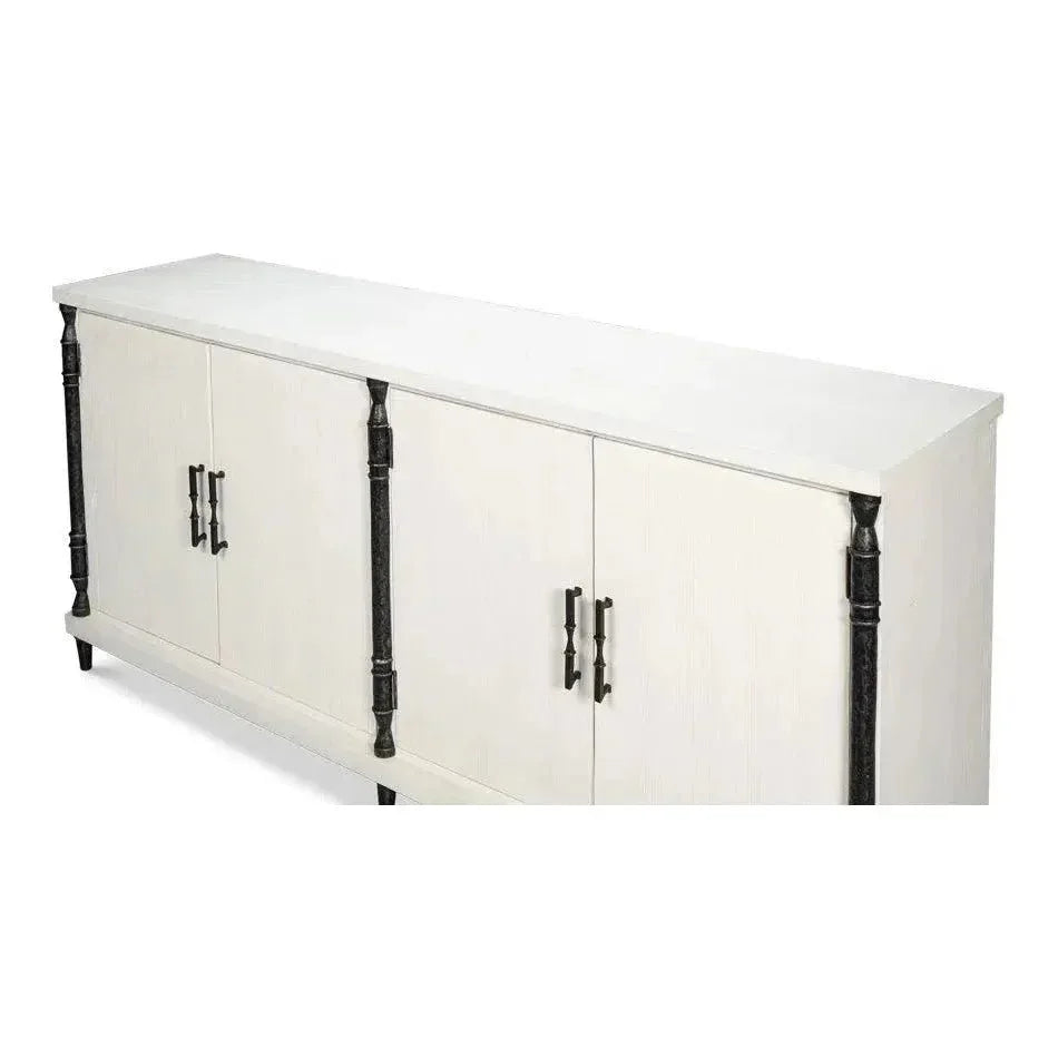 Elegance Wood and Iron White Credenza - LOOMLAN - Sarreid - Sideboards