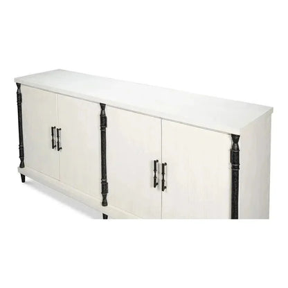 Elegance Wood and Iron White Credenza - LOOMLAN - Sarreid - Sideboards