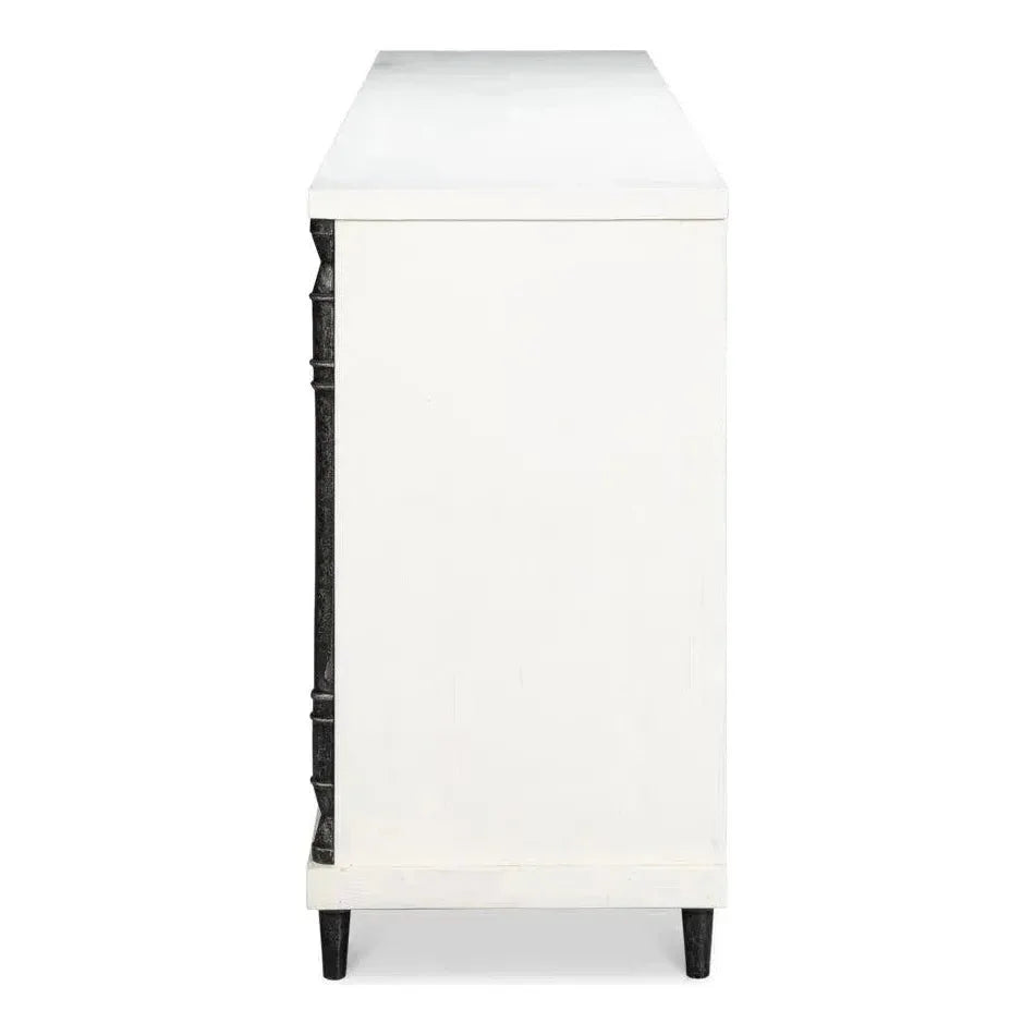 Elegance Wood and Iron White Credenza - LOOMLAN - Sarreid - Sideboards