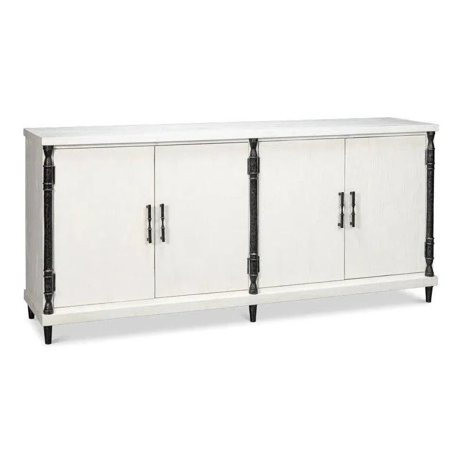 Elegance Wood and Iron White Credenza - LOOMLAN - Sarreid - Sideboards