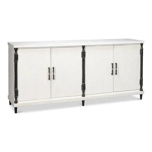 Elegance Wood and Iron White Credenza - LOOMLAN - Sarreid - Sideboards