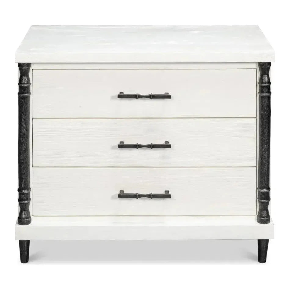 Elegance Wood and Irop White Nightstand - LOOMLAN - Sarreid - Nightstands