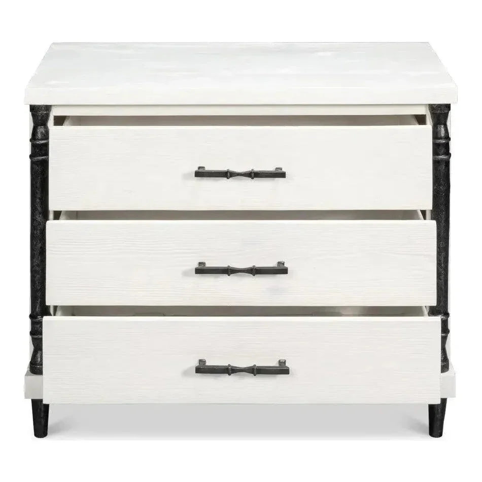 Elegance Wood and Irop White Nightstand - LOOMLAN - Sarreid - Nightstands