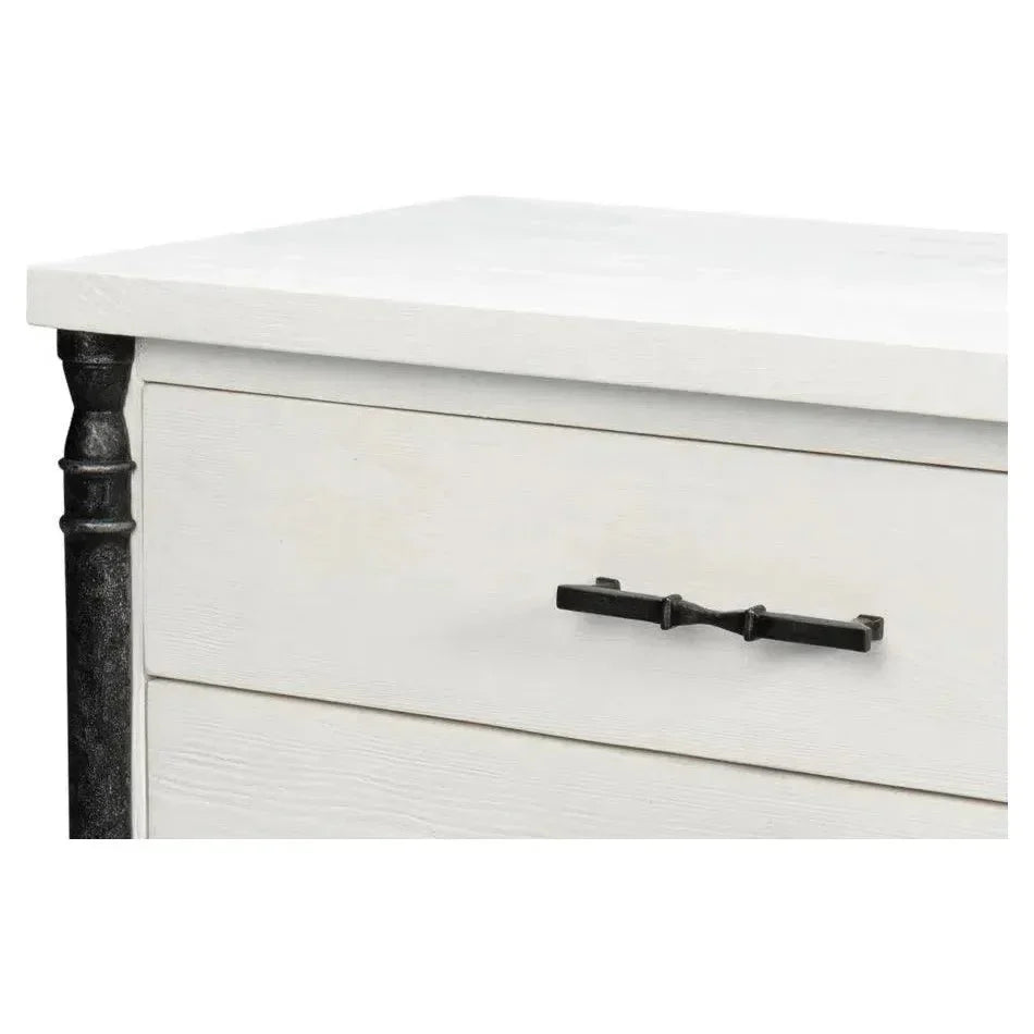 Elegance Wood and Irop White Nightstand - LOOMLAN - Sarreid - Nightstands
