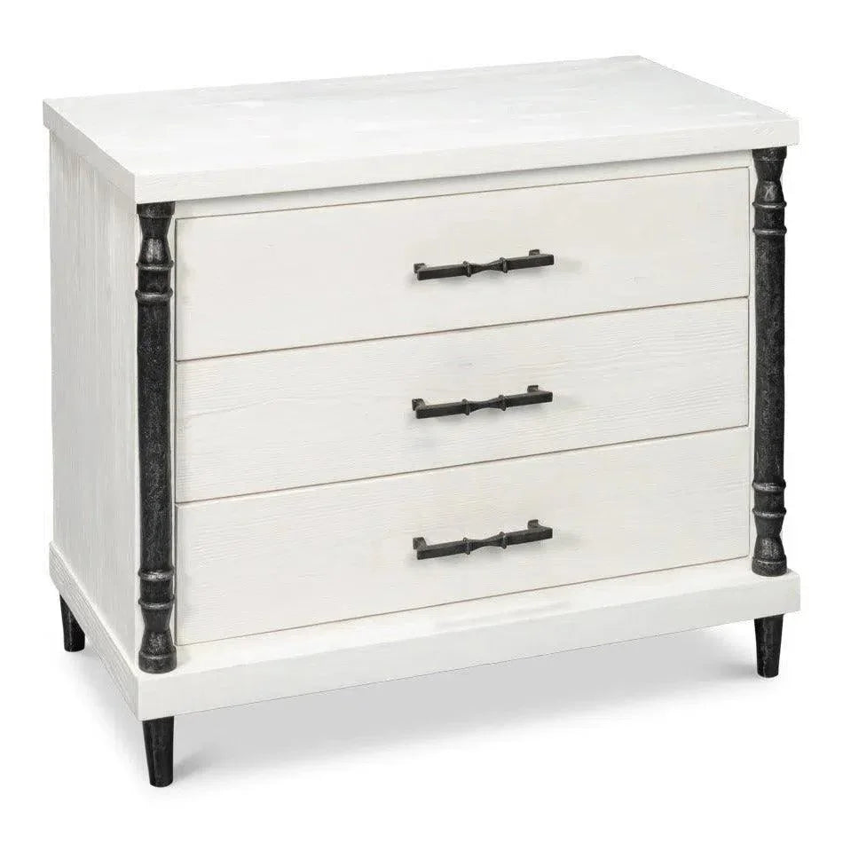 Elegance Wood and Irop White Nightstand - LOOMLAN - Sarreid - Nightstands