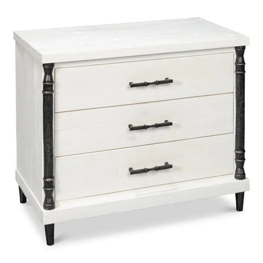 Elegance Wood and Irop White Nightstand - LOOMLAN - Sarreid - Nightstands
